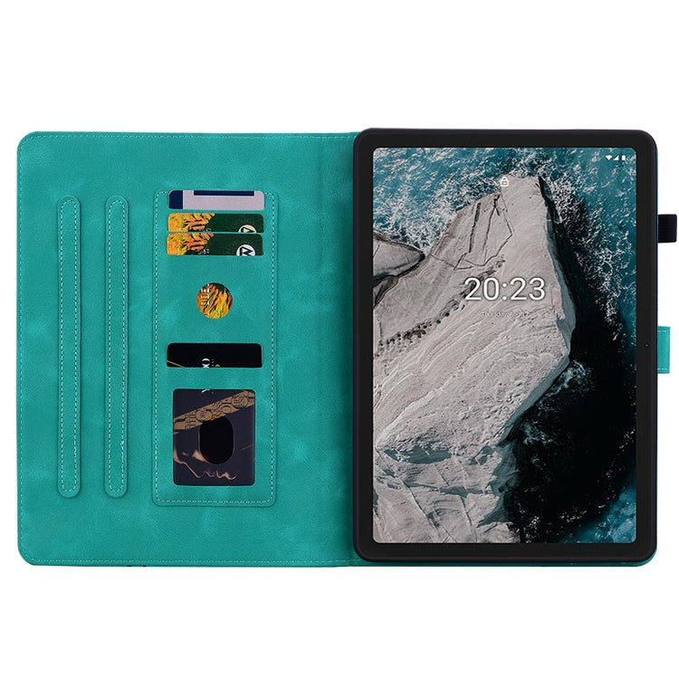 For Nokia T20 10.4 2021 Lily Embossed Leather Tablet Case(Green) - Nokia by PMC TechLife | Online Shopping South Africa | PMC TechLife | Buy Now Pay Later Mobicred