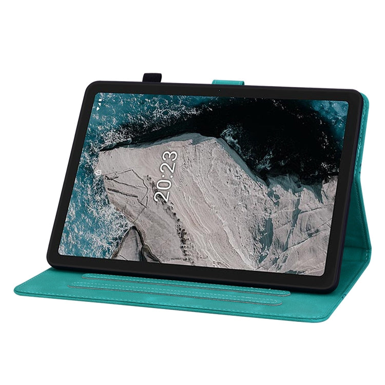 For Nokia T20 10.4 2021 Lily Embossed Leather Tablet Case(Green) - Nokia by PMC TechLife | Online Shopping South Africa | PMC TechLife | Buy Now Pay Later Mobicred