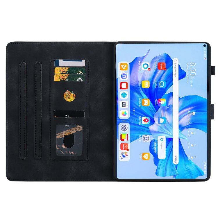 For Huawei MatePad Pro 11 2022 Lily Embossed Leather Tablet Case(Black) - Huawei by PMC TechLife | Online Shopping South Africa | PMC TechLife | Buy Now Pay Later Mobicred