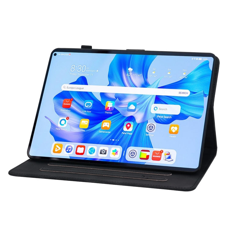 For Huawei MatePad Pro 11 2022 Lily Embossed Leather Tablet Case(Black) - Huawei by PMC TechLife | Online Shopping South Africa | PMC TechLife | Buy Now Pay Later Mobicred