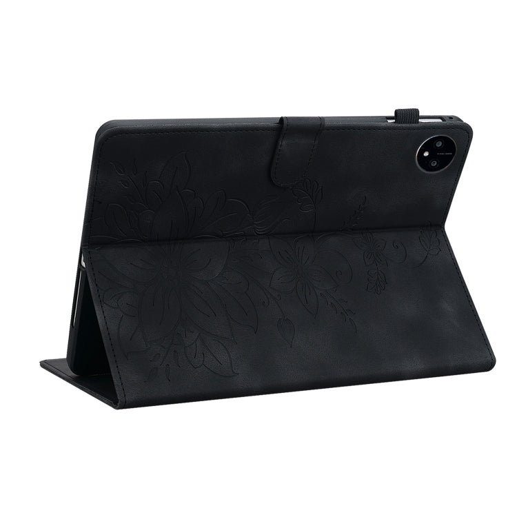 For Huawei MatePad Pro 11 2022 Lily Embossed Leather Tablet Case(Black) - Huawei by PMC TechLife | Online Shopping South Africa | PMC TechLife | Buy Now Pay Later Mobicred