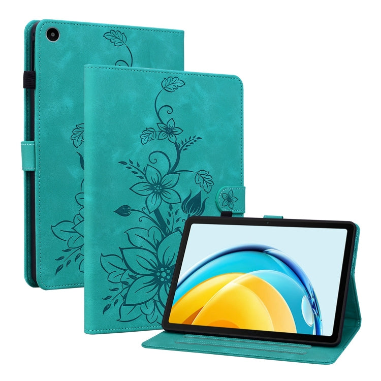For Huawei MatePad SE 10.4 Lily Embossed Leather Tablet Case(Green) - Huawei by PMC TechLife | Online Shopping South Africa | PMC TechLife | Buy Now Pay Later Mobicred