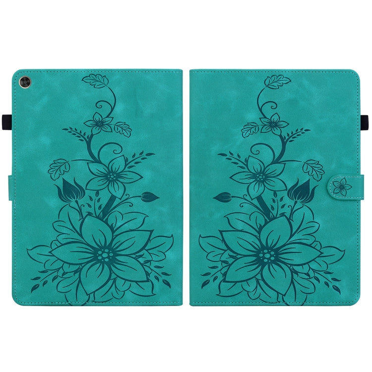 For Huawei MatePad T 10s / Enjoy Tablet 2 Lily Embossed Leather Tablet Case(Green) - Huawei by PMC TechLife | Online Shopping South Africa | PMC TechLife | Buy Now Pay Later Mobicred