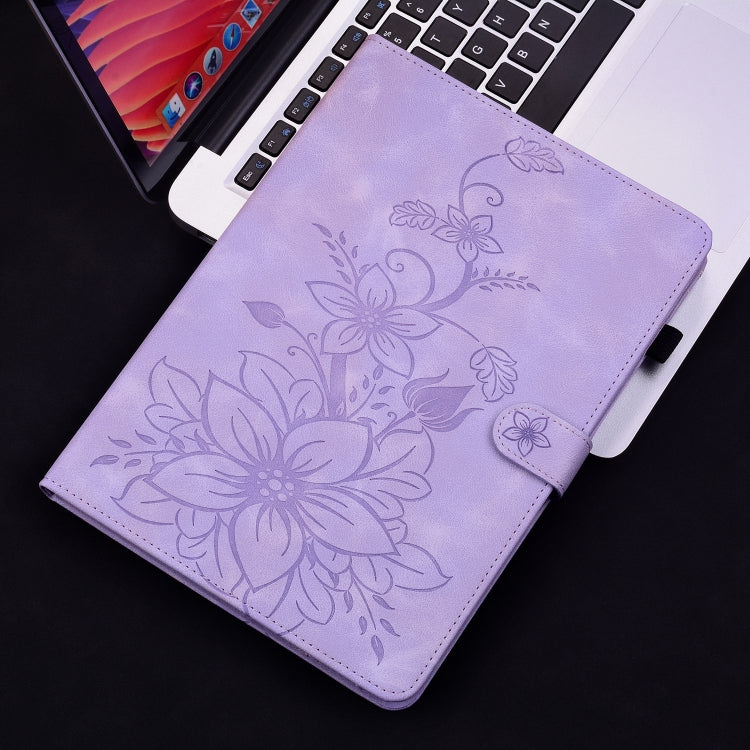 For Huawei MatePad T 10s / Enjoy Tablet 2 Lily Embossed Leather Tablet Case(Purple) - Huawei by PMC TechLife | Online Shopping South Africa | PMC TechLife | Buy Now Pay Later Mobicred