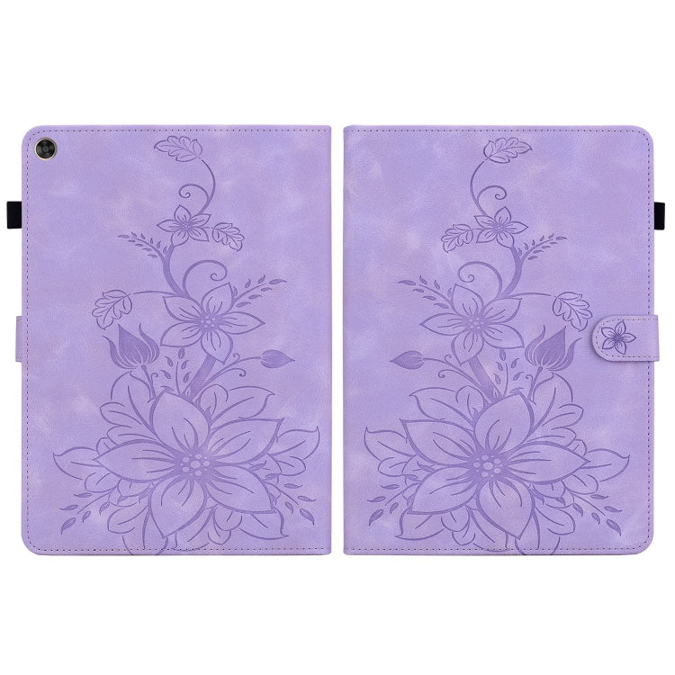 For Huawei MatePad T 10s / Enjoy Tablet 2 Lily Embossed Leather Tablet Case(Purple) - Huawei by PMC TechLife | Online Shopping South Africa | PMC TechLife | Buy Now Pay Later Mobicred