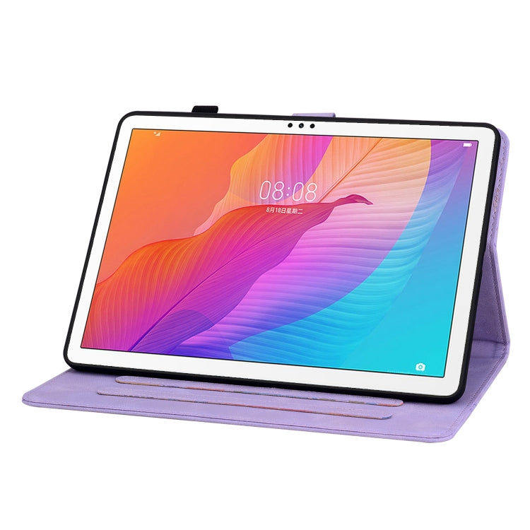 For Huawei MatePad T 10s / Enjoy Tablet 2 Lily Embossed Leather Tablet Case(Purple) - Huawei by PMC TechLife | Online Shopping South Africa | PMC TechLife | Buy Now Pay Later Mobicred