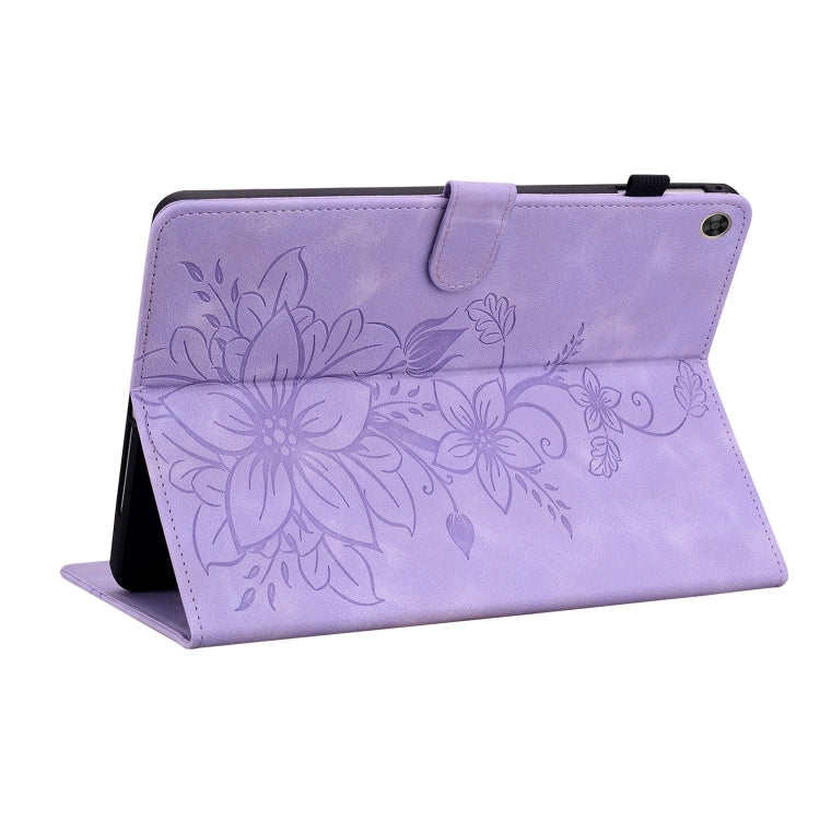For Huawei MatePad T 10s / Enjoy Tablet 2 Lily Embossed Leather Tablet Case(Purple) - Huawei by PMC TechLife | Online Shopping South Africa | PMC TechLife | Buy Now Pay Later Mobicred
