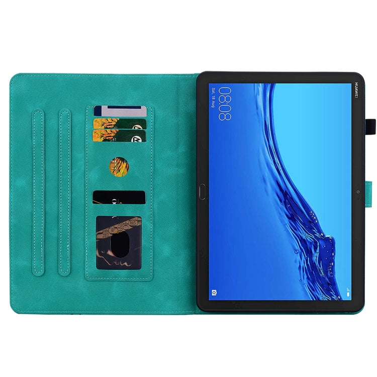 For Huawei MediaPad M5 Lite 10 / C5 10.1 Lily Embossed Leather Tablet Case(Green) - Huawei by PMC TechLife | Online Shopping South Africa | PMC TechLife | Buy Now Pay Later Mobicred