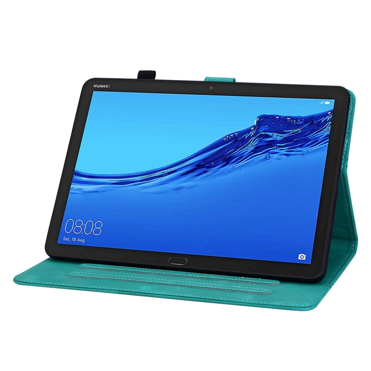 For Huawei MediaPad M5 Lite 10 / C5 10.1 Lily Embossed Leather Tablet Case(Green) - Huawei by PMC TechLife | Online Shopping South Africa | PMC TechLife | Buy Now Pay Later Mobicred