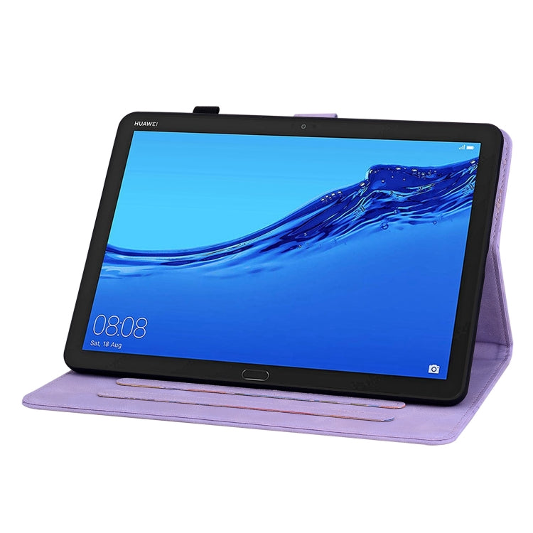 For Huawei MediaPad M5 Lite 10 / C5 10.1 Lily Embossed Leather Tablet Case(Purple) - Huawei by PMC TechLife | Online Shopping South Africa | PMC TechLife | Buy Now Pay Later Mobicred