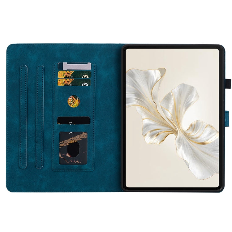 For Honor Pad 9 12.1 Lily Embossed Leather Tablet Case(Dark Blue) - Honor by PMC TechLife | Online Shopping South Africa | PMC TechLife | Buy Now Pay Later Mobicred