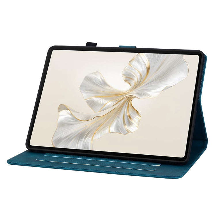 For Honor Pad 9 12.1 Lily Embossed Leather Tablet Case(Dark Blue) - Honor by PMC TechLife | Online Shopping South Africa | PMC TechLife | Buy Now Pay Later Mobicred