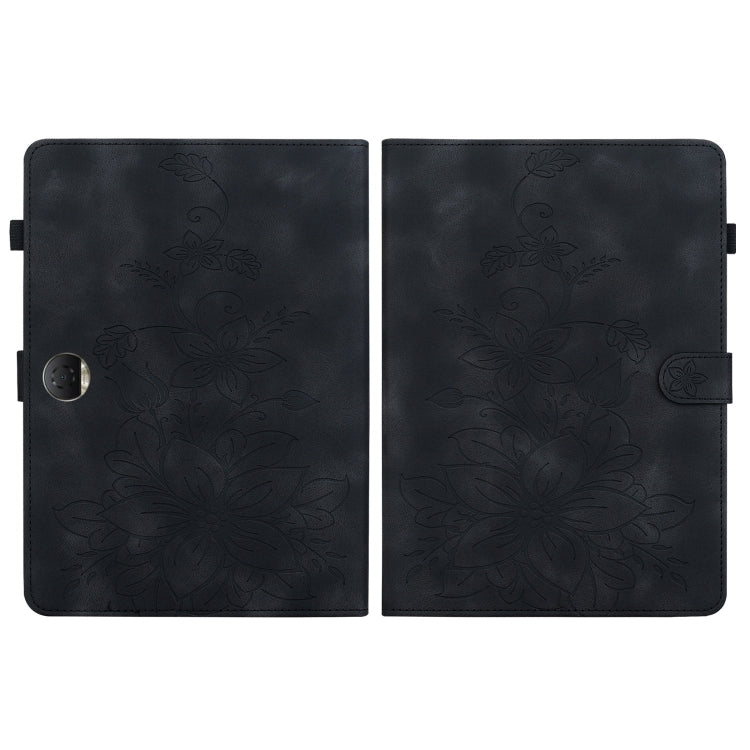 For Honor Pad 9 12.1 Lily Embossed Leather Tablet Case(Black) - free shipping - PMC TechLife - Order now!