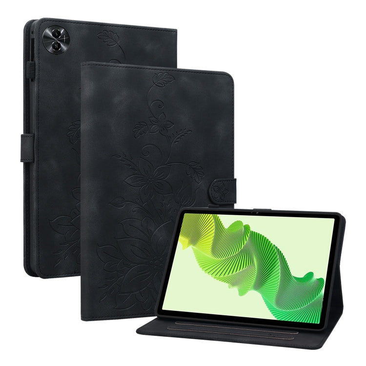 For Realme Pad 2 11.5 Lily Embossed Leather Tablet Case(Black) - free shipping - PMC TechLife - Order now!
