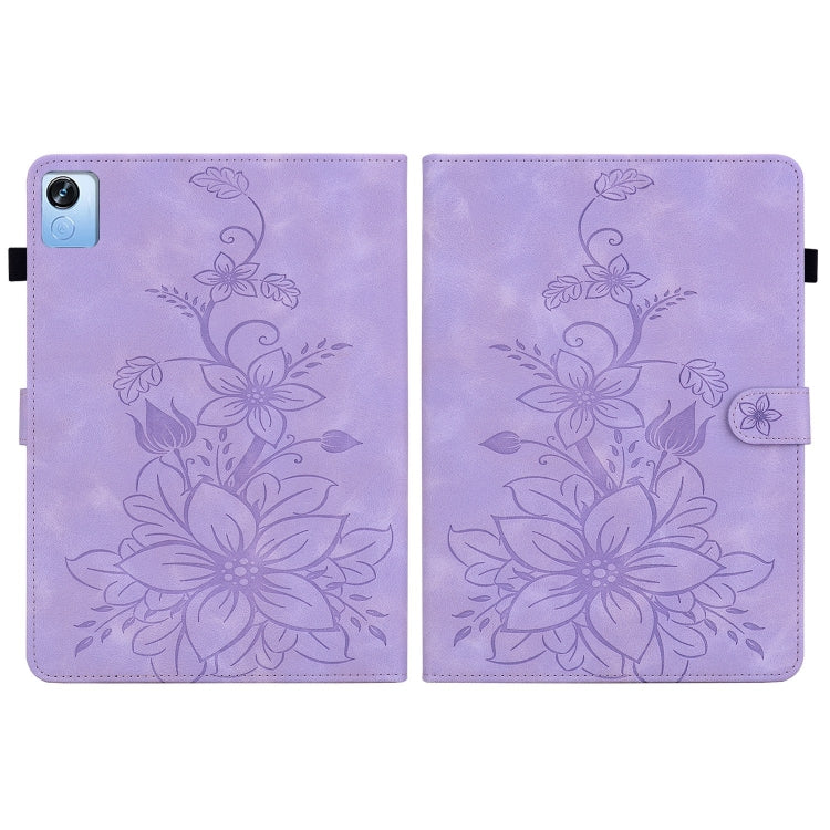 For Realme Pad X Lily Embossed Leather Tablet Case(Purple) - Realme by PMC TechLife | Online Shopping South Africa | PMC TechLife | Buy Now Pay Later Mobicred