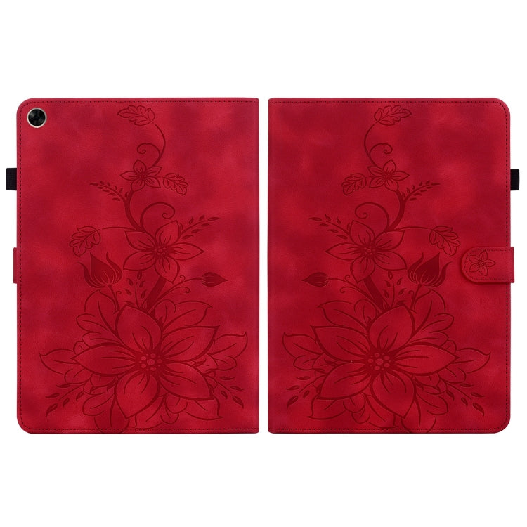 For Realme Pad 10.4 Lily Embossed Leather Tablet Case(Red) - Realme by PMC TechLife | Online Shopping South Africa | PMC TechLife | Buy Now Pay Later Mobicred