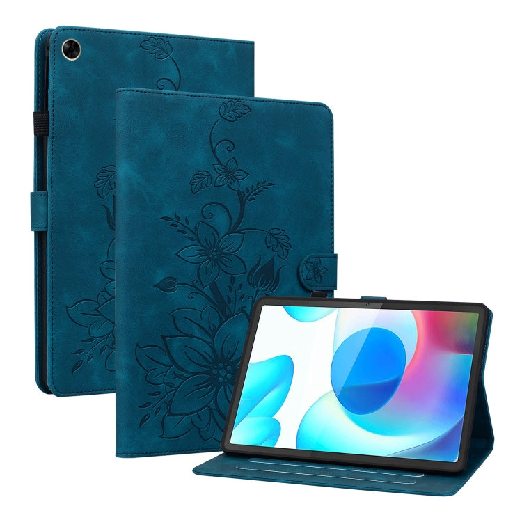 For Realme Pad 10.4 Lily Embossed Leather Tablet Case(Dark Blue) - Realme by PMC TechLife | Online Shopping South Africa | PMC TechLife | Buy Now Pay Later Mobicred