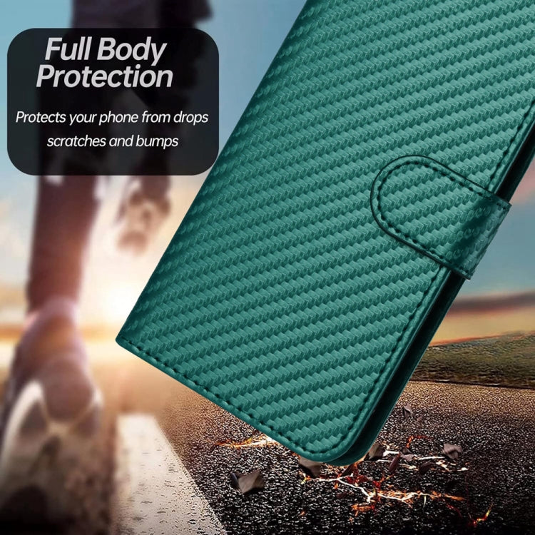 For Huawei Pura 70 Pro / Pura 70 Ultra YX0070 Carbon Fiber Buckle Leather Phone Case with Lanyard(Dark Green) - Huawei Cases by PMC Jewellery | Online Shopping South Africa | PMC Jewellery | Buy Now Pay Later Mobicred