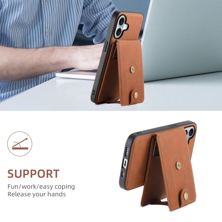 For iPhone 16 Denior D14 NK Retro Pattern MagSafe Magnetic Card Holder Leather Phone Case(Brown) - iPhone 16 Cases by Denior | Online Shopping South Africa | PMC Jewellery | Buy Now Pay Later Mobicred