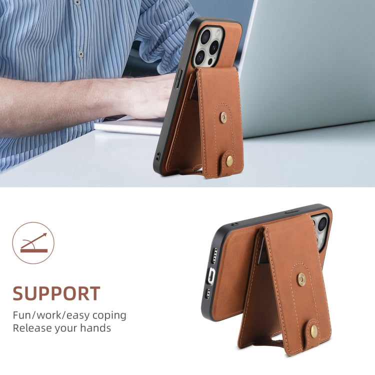 For iPhone 16 Pro Max Denior D14 NK Retro Pattern MagSafe Magnetic Card Holder Leather Phone Case(Brown) - free shipping - PMC TechLife - Order now!