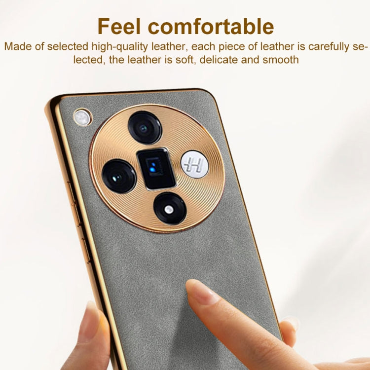 For OPPO Reno9 Electroplating Lambskin Leather Phone Case(Blue) - OPPO Cases by PMC TechLife | Online Shopping South Africa | PMC TechLife | Buy Now Pay Later Mobicred