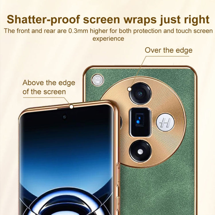 For OPPO Reno9 Electroplating Lambskin Leather Phone Case(Blue) - OPPO Cases by PMC TechLife | Online Shopping South Africa | PMC TechLife | Buy Now Pay Later Mobicred