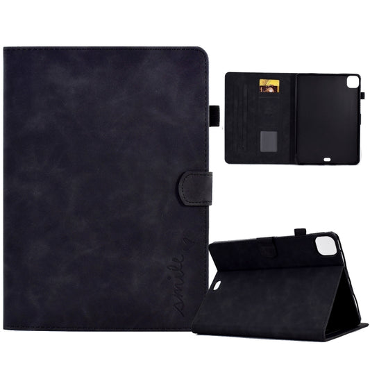 For iPad Pro 11 2024 Embossed Smile Smart Leather Tablet Case(Black) - iPad Pro 11 2024 Cases by PMC Jewellery | Online Shopping South Africa | PMC Jewellery | Buy Now Pay Later Mobicred