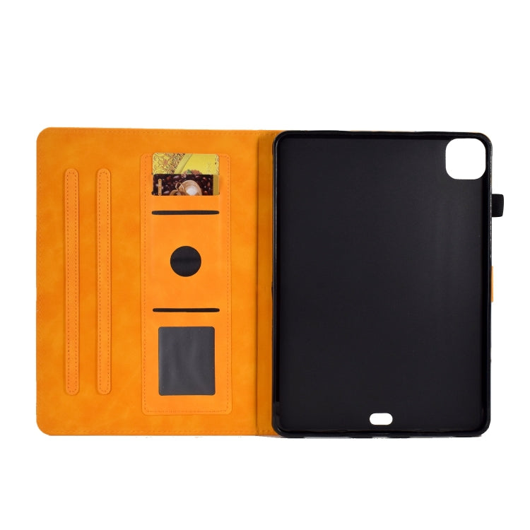 For iPad Pro 11 2024 Embossed Smile Smart Leather Tablet Case(Khaki) - iPad Pro 11 2024 Cases by PMC TechLife | Online Shopping South Africa | PMC TechLife | Buy Now Pay Later Mobicred