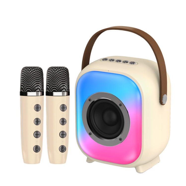 NewRixing NR168W Portable Colorful Bluetooth Speaker Home Dual Mic Karaoke Speaker(Creamy White) - Desktop Speaker by NewRixing | Online Shopping South Africa | PMC Jewellery | Buy Now Pay Later Mobicred