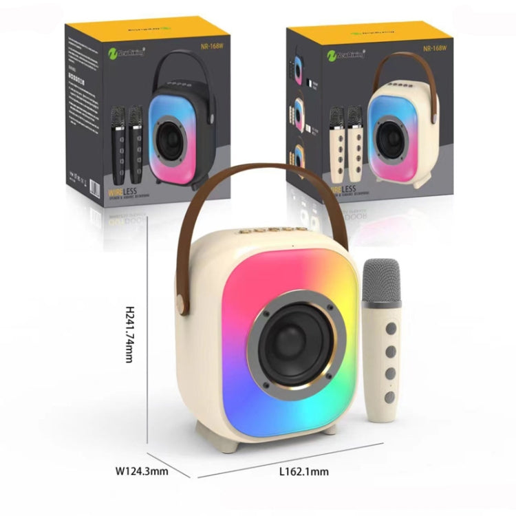 NewRixing NR168W Portable Colorful Bluetooth Speaker Home Dual Mic Karaoke Speaker(Creamy White) - free shipping - PMC Jewellery - Order now!