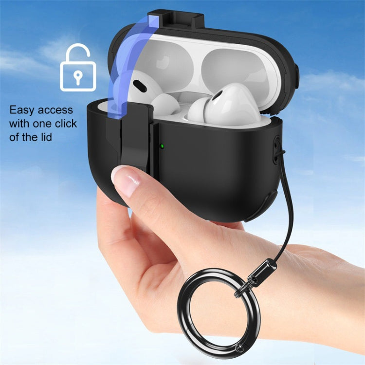 For AirPods Pro 2 Mechanical Switch Lock Bluetooth Earphone Protective Case(Black) - For AirPods Pro 2 by PMC Jewellery | Online Shopping South Africa | PMC Jewellery | Buy Now Pay Later Mobicred