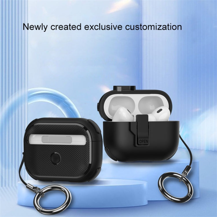 For AirPods Pro 2 Mechanical Switch Lock Bluetooth Earphone Protective Case(Black) - For AirPods Pro 2 by PMC Jewellery | Online Shopping South Africa | PMC Jewellery | Buy Now Pay Later Mobicred