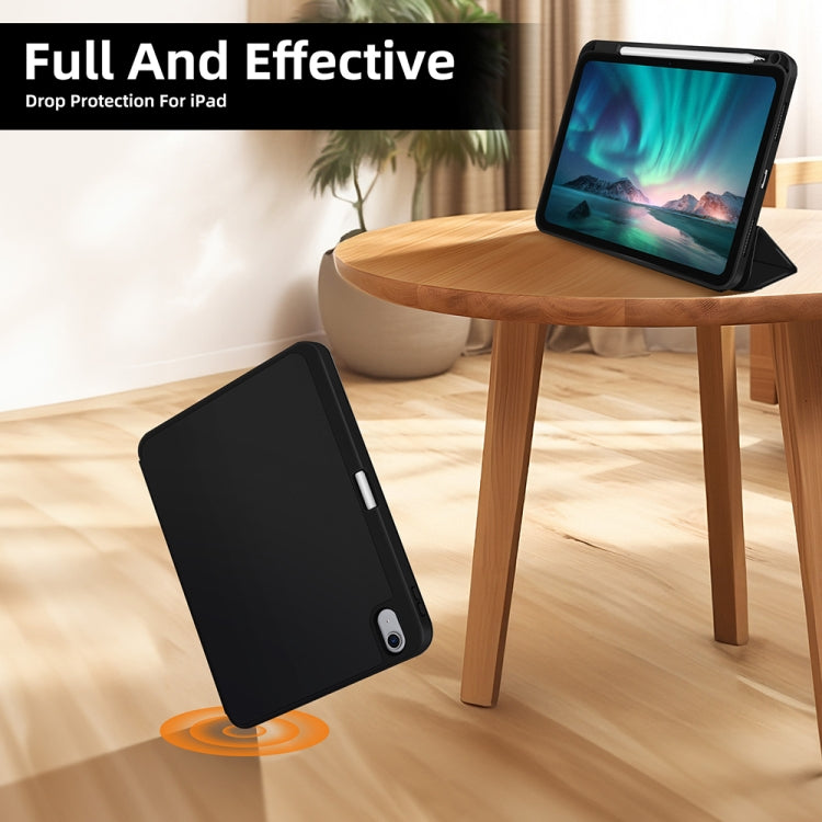 For iPad Air 11 2025 / 2024 3-fold TPU Smart Leather Tablet Case with Pen Slot(Black) - iPad Air 11 2025 / 2024 Cases by PMC TechLife | Online Shopping South Africa | PMC TechLife | Buy Now Pay Later Mobicred