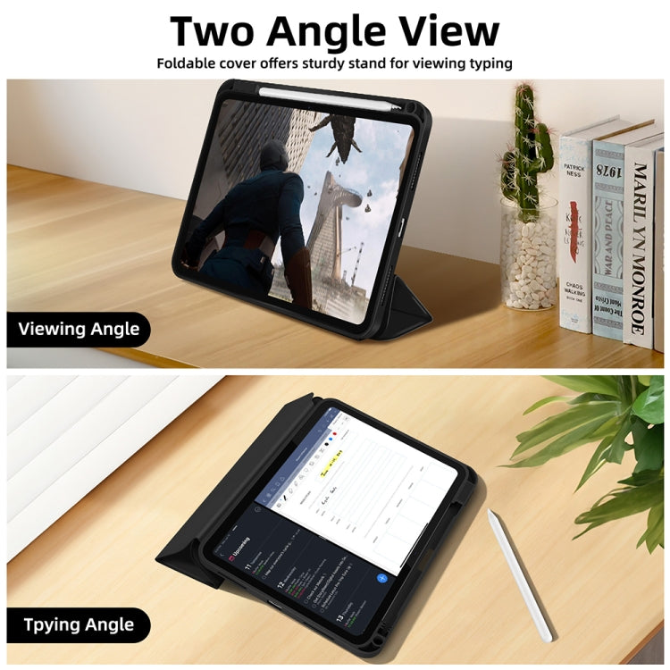 For iPad Air 11 2025 / 2024 3-fold TPU Smart Leather Tablet Case with Pen Slot(Black) - iPad Air 11 2025 / 2024 Cases by PMC TechLife | Online Shopping South Africa | PMC TechLife | Buy Now Pay Later Mobicred