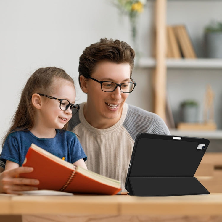 For iPad Air 11 2025 / 2024 3-fold TPU Smart Leather Tablet Case with Pen Slot(Black) - iPad Air 11 2025 / 2024 Cases by PMC TechLife | Online Shopping South Africa | PMC TechLife | Buy Now Pay Later Mobicred