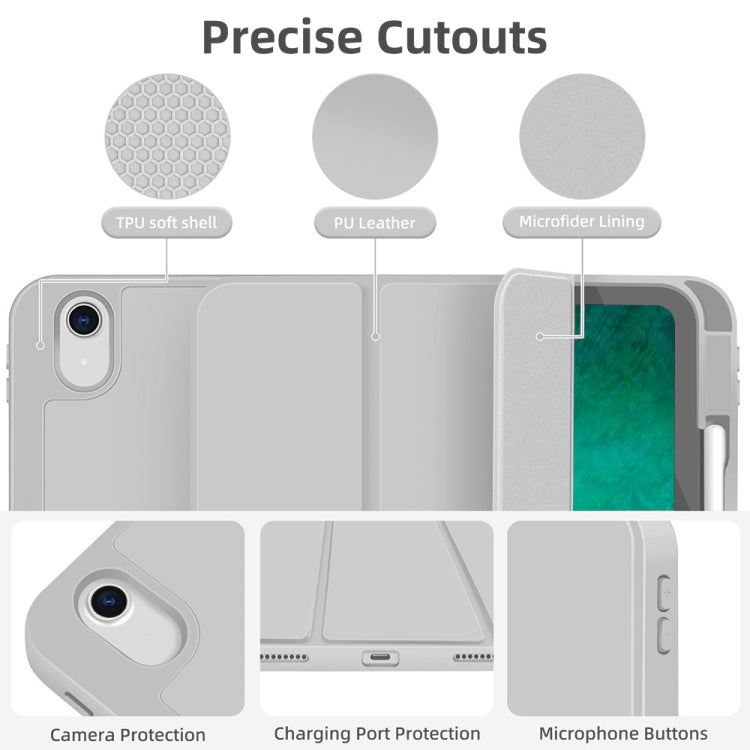 For iPad Air 11 2025 / 2024 3-fold TPU Smart Leather Tablet Case with Pen Slot(Grey) - iPad Air 11 2025 / 2024 Cases by PMC TechLife | Online Shopping South Africa | PMC TechLife | Buy Now Pay Later Mobicred