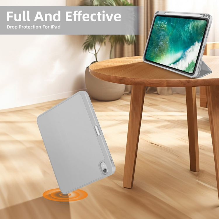 For iPad Air 11 2025 / 2024 3-fold TPU Smart Leather Tablet Case with Pen Slot(Grey) - iPad Air 11 2025 / 2024 Cases by PMC TechLife | Online Shopping South Africa | PMC TechLife | Buy Now Pay Later Mobicred