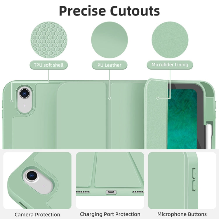 For iPad Air 11 2024 3-fold TPU Smart Leather Tablet Case with Pen Slot(Green) - iPad Air 11 2024 Cases by PMC TechLife | Online Shopping South Africa | PMC TechLife | Buy Now Pay Later Mobicred