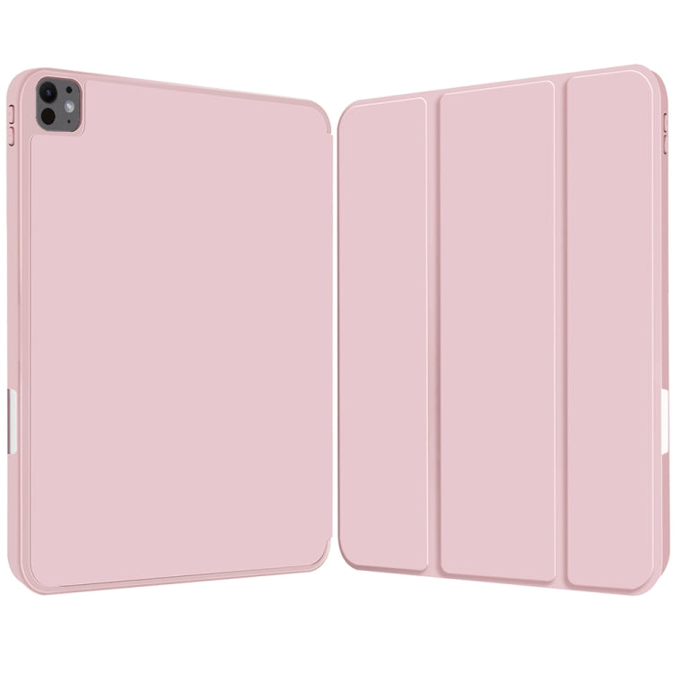 For iPad Pro 11 2024 3-fold TPU Smart Leather Tablet Case with Pen Slot(Pink) - iPad Pro 11 2024 Cases by PMC Jewellery | Online Shopping South Africa | PMC Jewellery | Buy Now Pay Later Mobicred