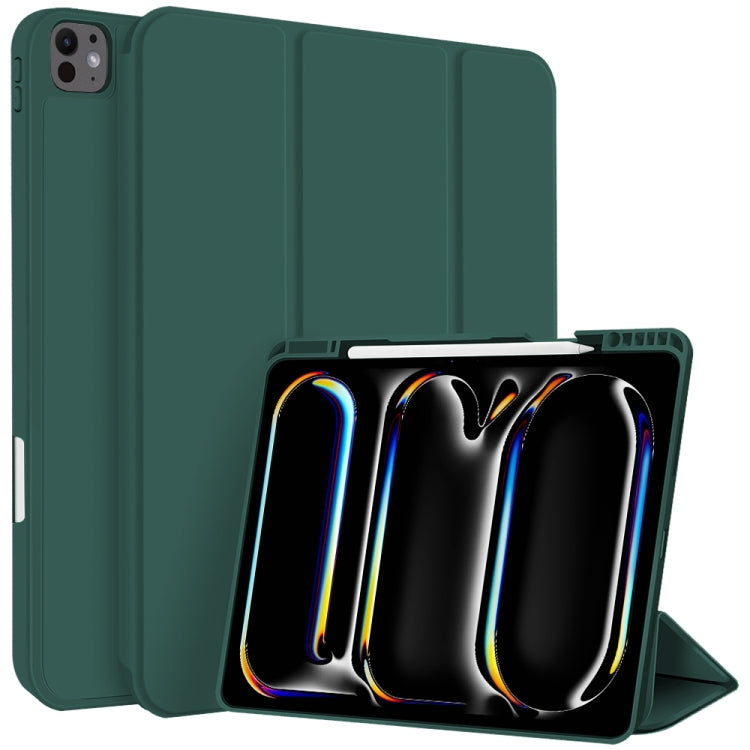 For iPad Pro 13 2024 3-fold TPU Smart Leather Tablet Case with Pen Slot(Dark Green) - iPad Pro 13 2024 Cases by PMC TechLife | Online Shopping South Africa | PMC TechLife | Buy Now Pay Later Mobicred