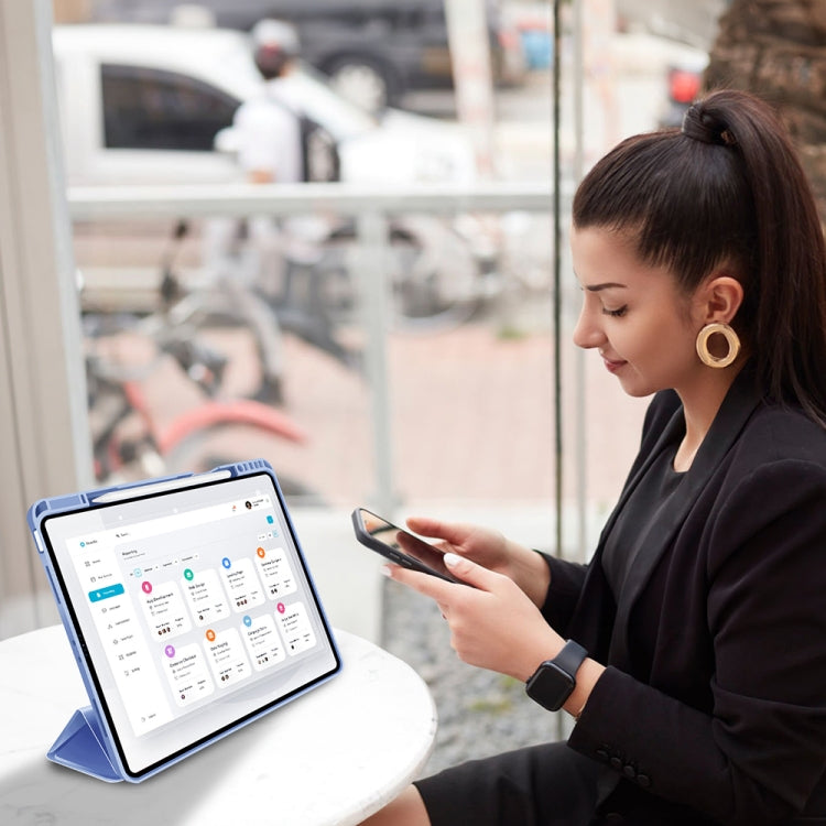 For iPad Pro 13 2024 3-fold TPU Smart Leather Tablet Case with Pen Slot(Ice Blue) - iPad Pro 13 2024 Cases by PMC TechLife | Online Shopping South Africa | PMC TechLife | Buy Now Pay Later Mobicred