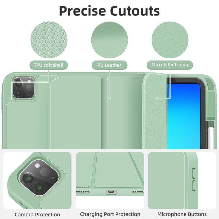 For iPad Pro 13 2024 3-fold TPU Smart Leather Tablet Case with Pen Slot(Green) - iPad Pro 13 2024 Cases by PMC TechLife | Online Shopping South Africa | PMC TechLife | Buy Now Pay Later Mobicred