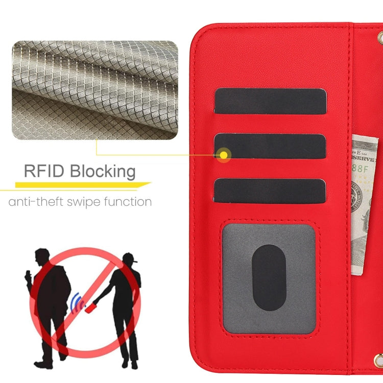 For Google Pixel 6a Crossbody Multifunction Rhombic Leather Phone Case(Red) - Google Cases by PMC TechLife | Online Shopping South Africa | PMC TechLife | Buy Now Pay Later Mobicred