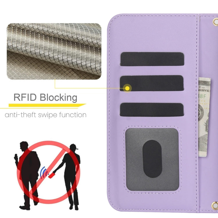 For Google Pixel 6a Crossbody Multifunction Rhombic Leather Phone Case(Purple) - Google Cases by PMC TechLife | Online Shopping South Africa | PMC TechLife | Buy Now Pay Later Mobicred