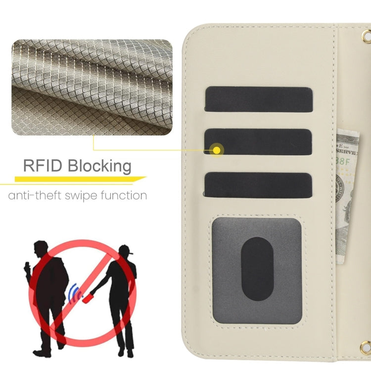 For Google Pixel 8 Pro Crossbody Multifunction Rhombic Leather Phone Case(White) - Google Cases by PMC TechLife | Online Shopping South Africa | PMC TechLife | Buy Now Pay Later Mobicred