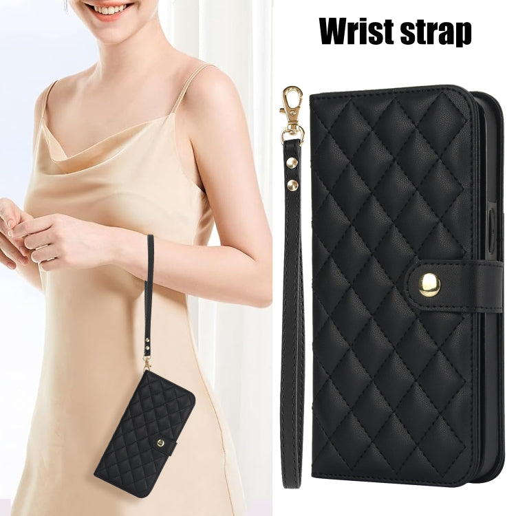 For Google Pixel 9 Crossbody Multifunction Rhombic Leather Phone Case(Black) - Google Cases by PMC TechLife | Online Shopping South Africa | PMC TechLife | Buy Now Pay Later Mobicred