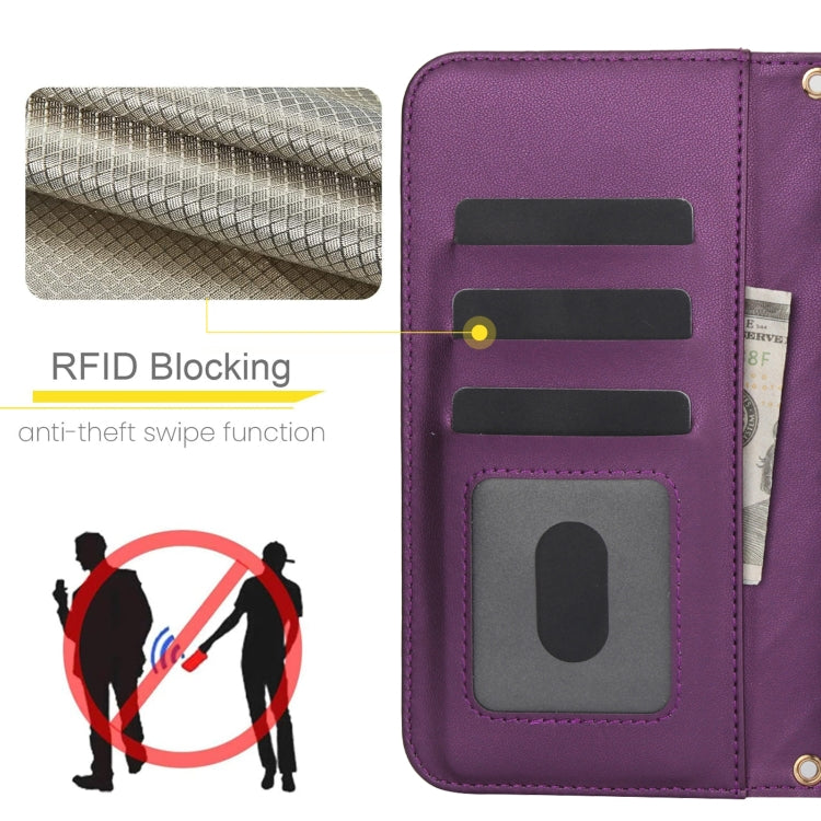 For Google Pixel 9 Pro XL Crossbody Multifunction Rhombic Leather Phone Case(Dark Purple) - Google Cases by PMC TechLife | Online Shopping South Africa | PMC TechLife | Buy Now Pay Later Mobicred