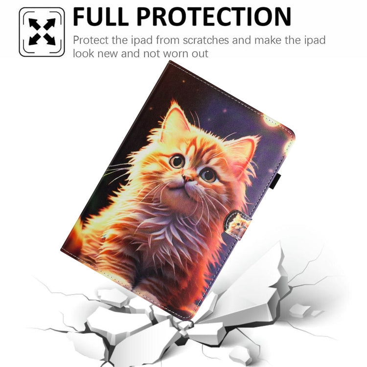 For iPad Pro 11 2024 Painted Litchi Leather Sewing Smart Tablet Case(Gold Cat) - iPad Pro 11 2024 Cases by PMC Jewellery | Online Shopping South Africa | PMC Jewellery | Buy Now Pay Later Mobicred