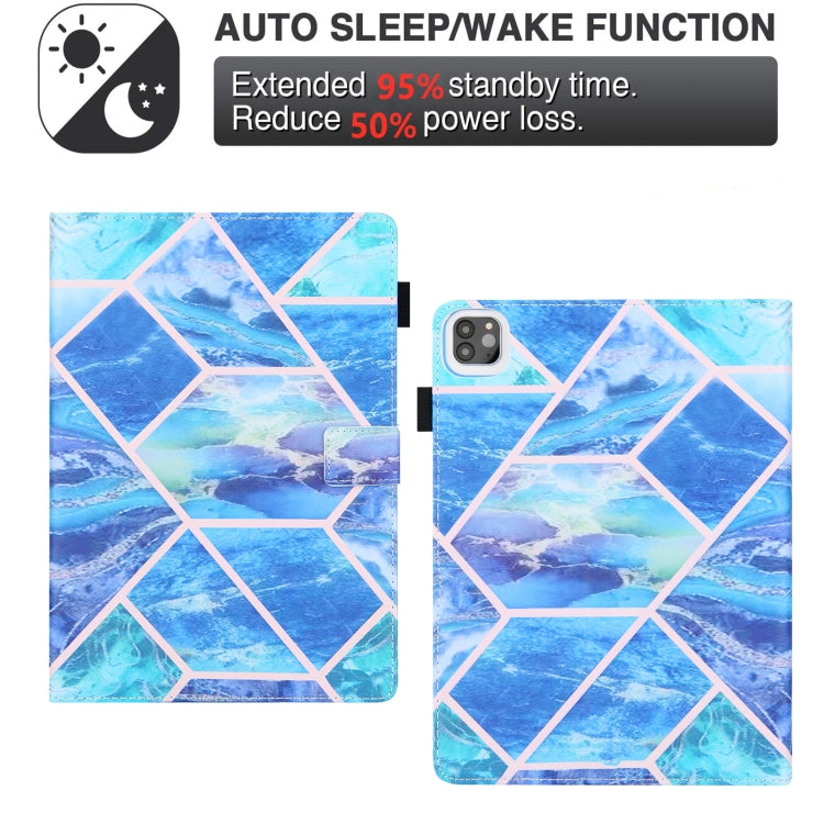For iPad Pro 11 2024 Colored Drawing Leather Smart Tablet Case(Blue Grid) - iPad Pro 11 2024 Cases by PMC TechLife | Online Shopping South Africa | PMC TechLife | Buy Now Pay Later Mobicred