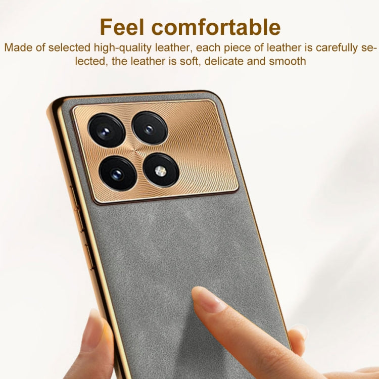 For Xiaomi Redmi K70 Electroplating Lambskin Leather Phone Case(Blue) - Xiaomi Cases by PMC Jewellery | Online Shopping South Africa | PMC Jewellery | Buy Now Pay Later Mobicred